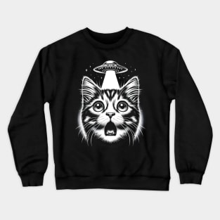 Cat Selfie With UFOs Crewneck Sweatshirt